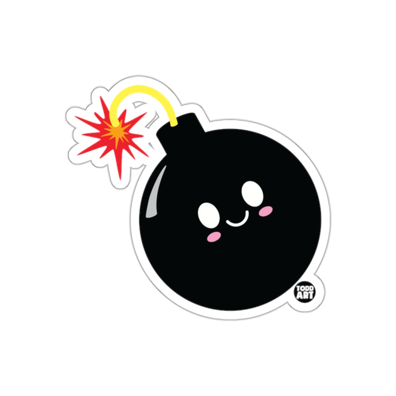 Load image into Gallery viewer, Cute Smiling Bomb Sticker with Exploding Fuse Design
