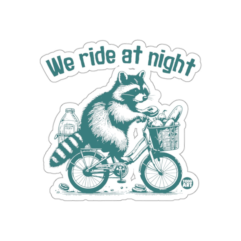 Load image into Gallery viewer, We Ride At Night Raccoon On a Bike With Groceries sticker
