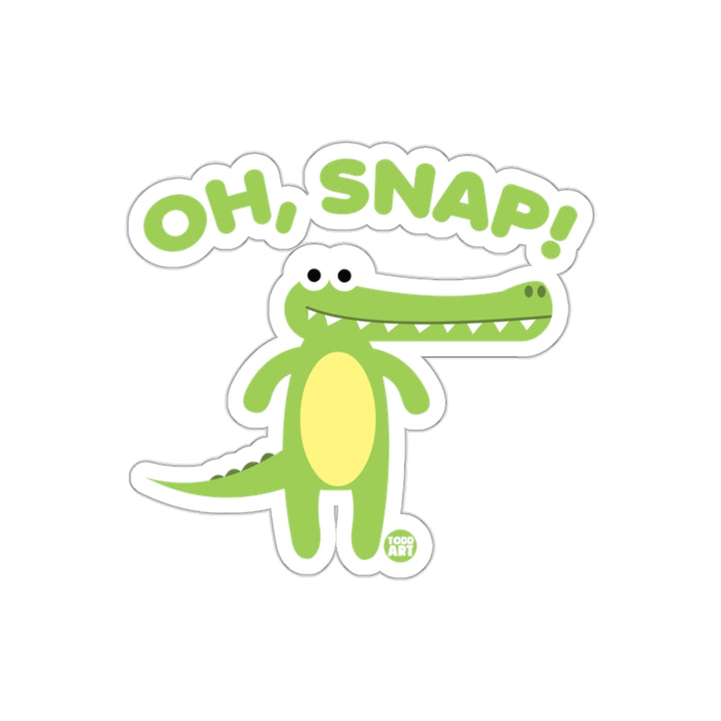 Load image into Gallery viewer, Funny Cartoon Alligator with Oh Snap Saying sticker
