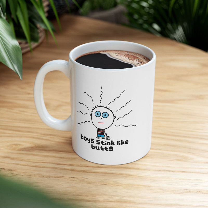 Load image into Gallery viewer, Boys Stink Like Butts Humorous Cartoon Mug
