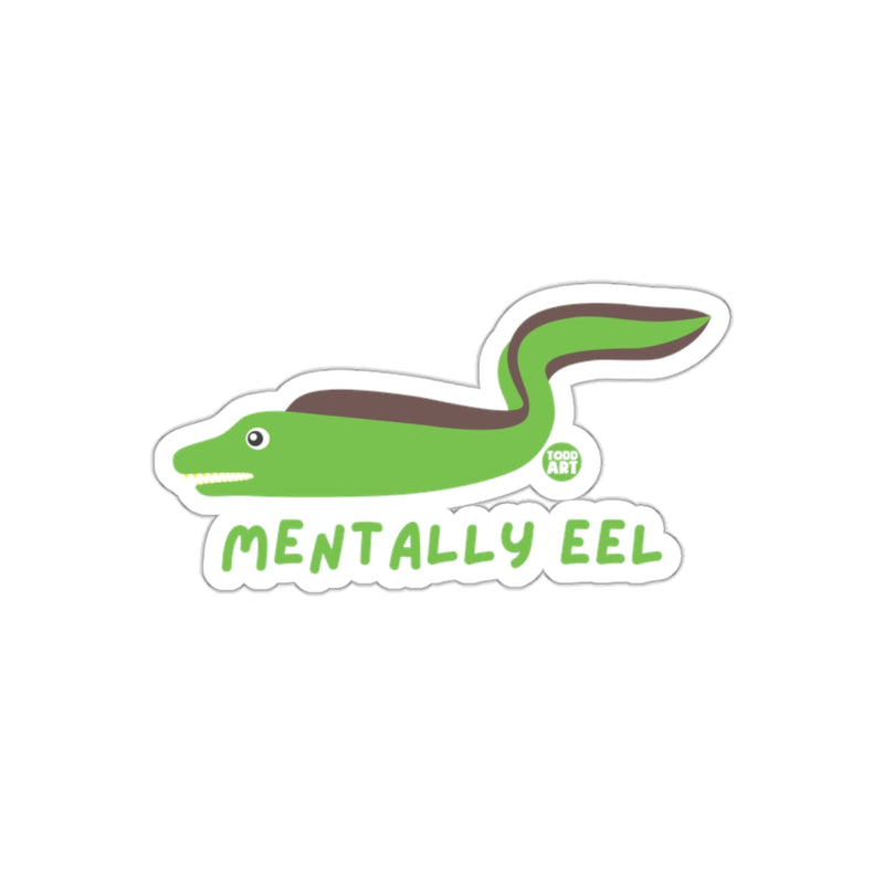 Load image into Gallery viewer, Mentally Eel Cute Green Snake Cartoon Illustration Sticker
