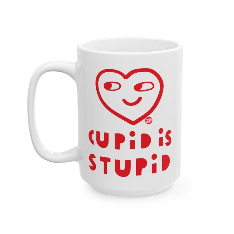 Load image into Gallery viewer, Cupid Is Stupid Heart Face Mug Product
