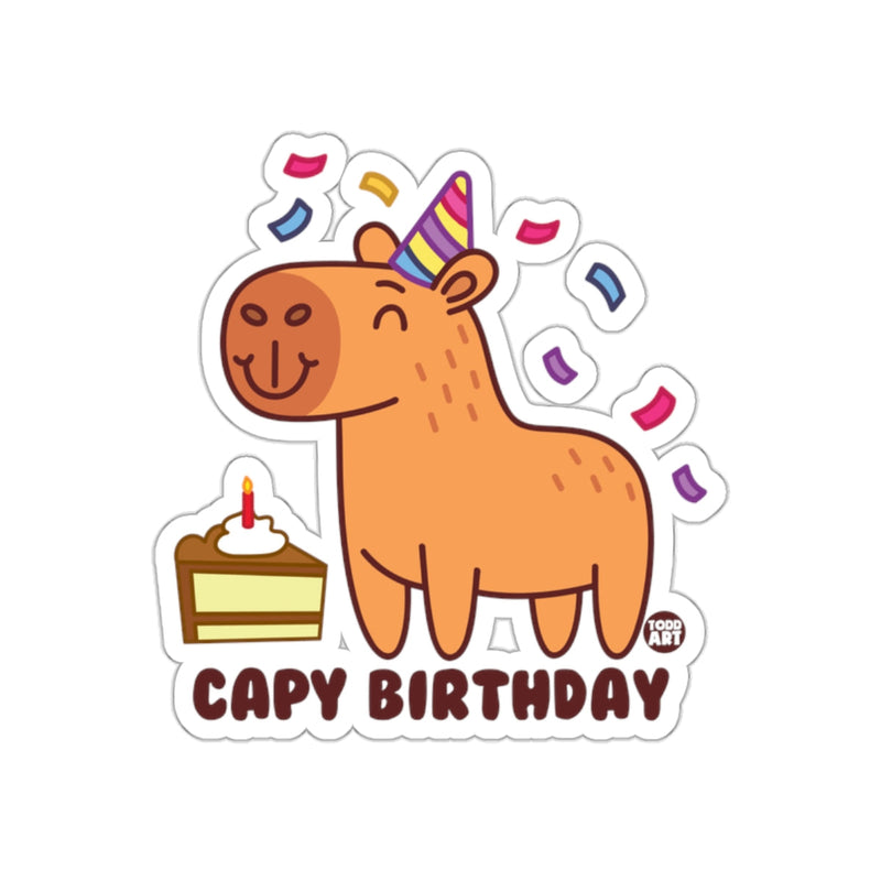 Load image into Gallery viewer, Capy Birthday Celebration with Cake and Confetti Sticker
