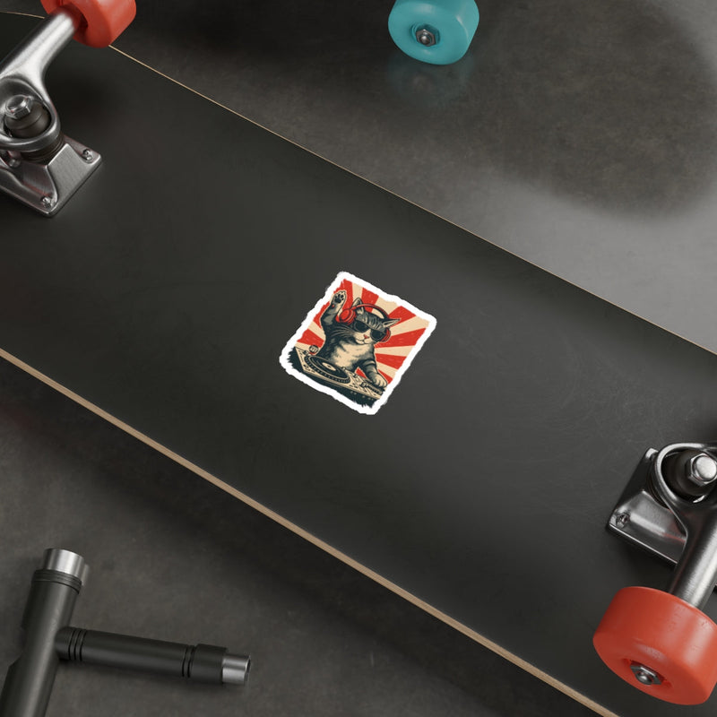 Load image into Gallery viewer, DJ Cat With Headphones and Sunglasses Artwork sticker
