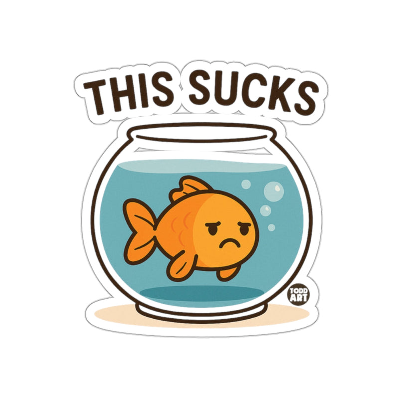 Load image into Gallery viewer, This Sucks Sad Goldfish in Fishbowl Sticker

