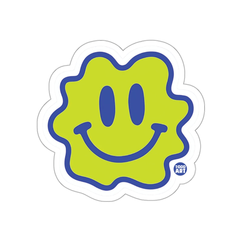 Load image into Gallery viewer, Fun Smiling Face Wavy Blue and Yellow Sticker
