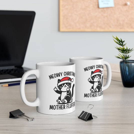 Meowy Christmas Mother Fluffer Funny Cat Mug Christmas Gift