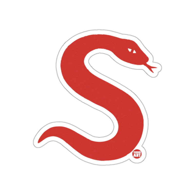 Load image into Gallery viewer, Red Snake Shaped Letter S Silhouette Design sticker
