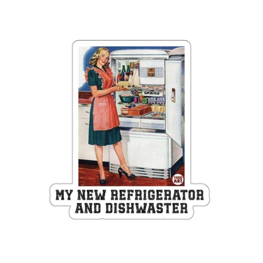 Retro Woman with Refrigerator and Dishwasher sticker