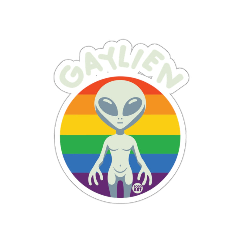 Load image into Gallery viewer, Gaylien Rainbow Alien Sticker with Fun Design
