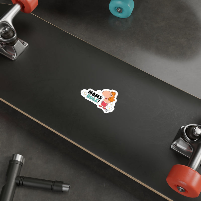 Load image into Gallery viewer, Moms Rule Skateboard Sticker Fun Graphic Design
