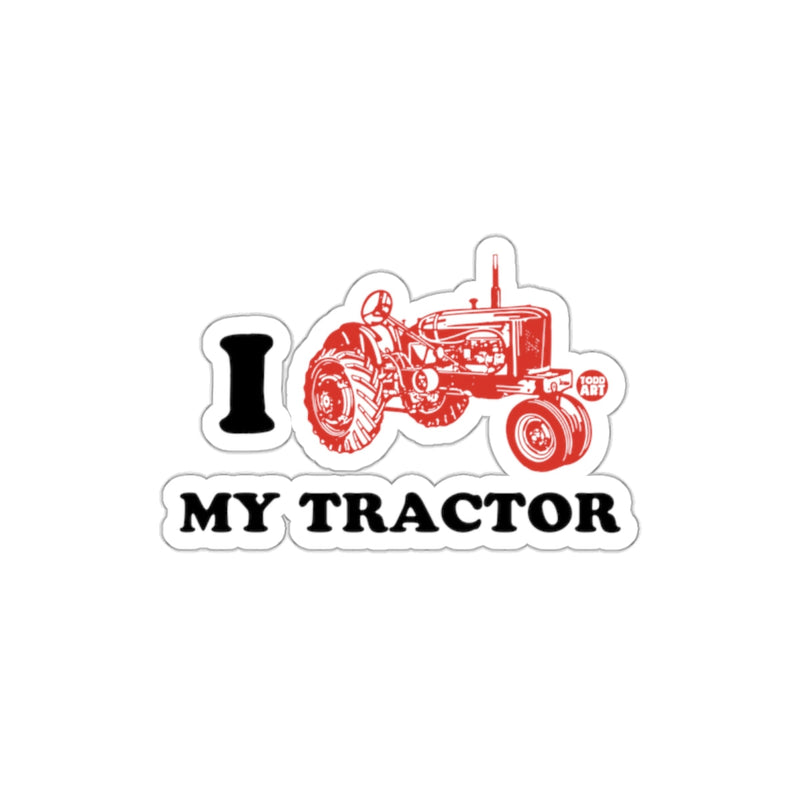 Load image into Gallery viewer, I Love My Tractor Vintage Red Design Sticker
