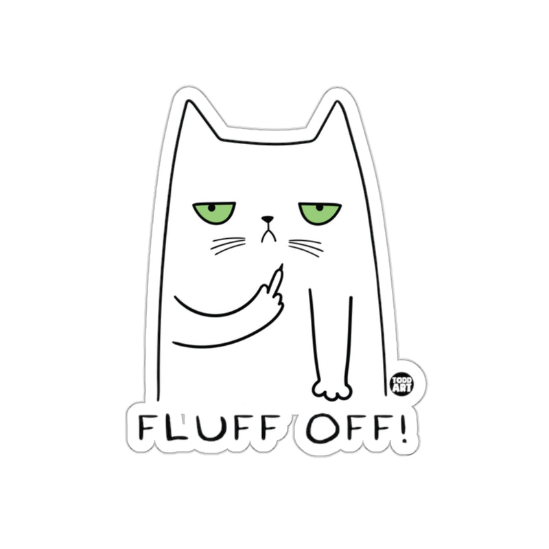 Load image into Gallery viewer, Fluff Off Cat with Green Eyes Funny Sticker
