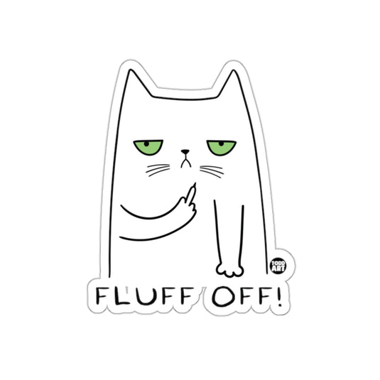 Fluff Off Cat with Green Eyes Funny Sticker