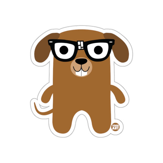 Cute Cartoon Dog with Glasses Illustration Sticker