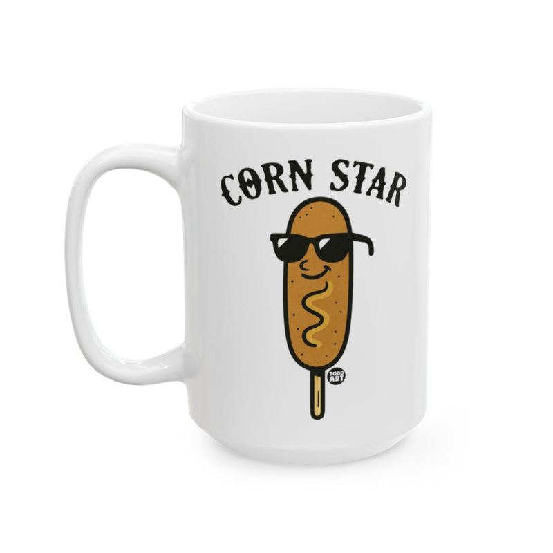 Load image into Gallery viewer, Corn Star Funny Sunglasses Corn Dog Mug
