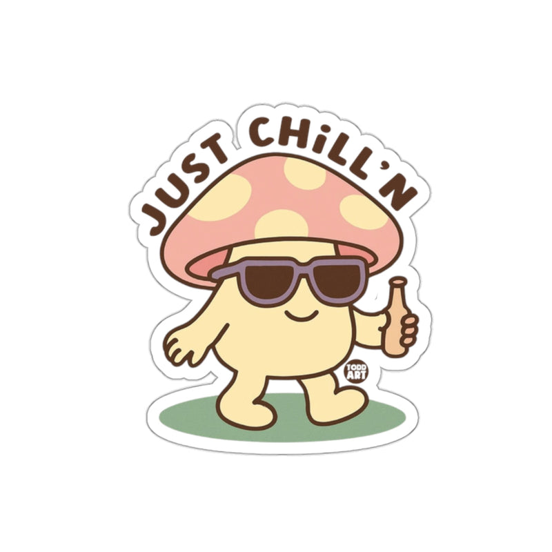 Load image into Gallery viewer, Just Chill'n Cute Mushroom Character Sticker Artwork

