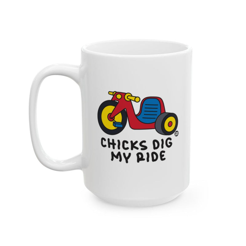 Load image into Gallery viewer, Chicks Dig My Ride Mug Biker Tricycle Lover Gift
