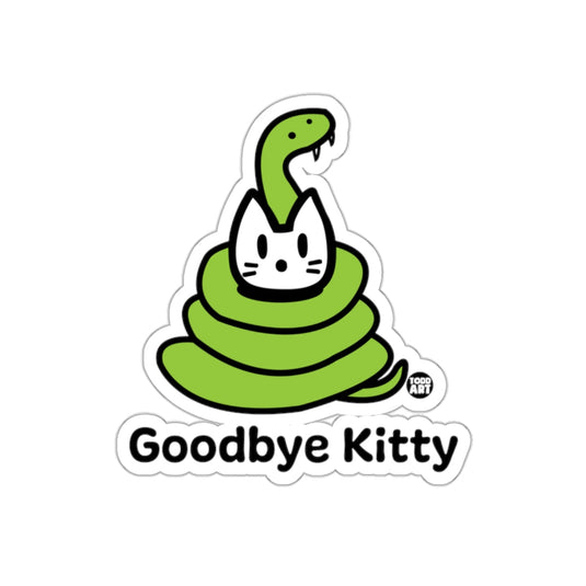Goodbye Kitty Sticker with Snake Illustration