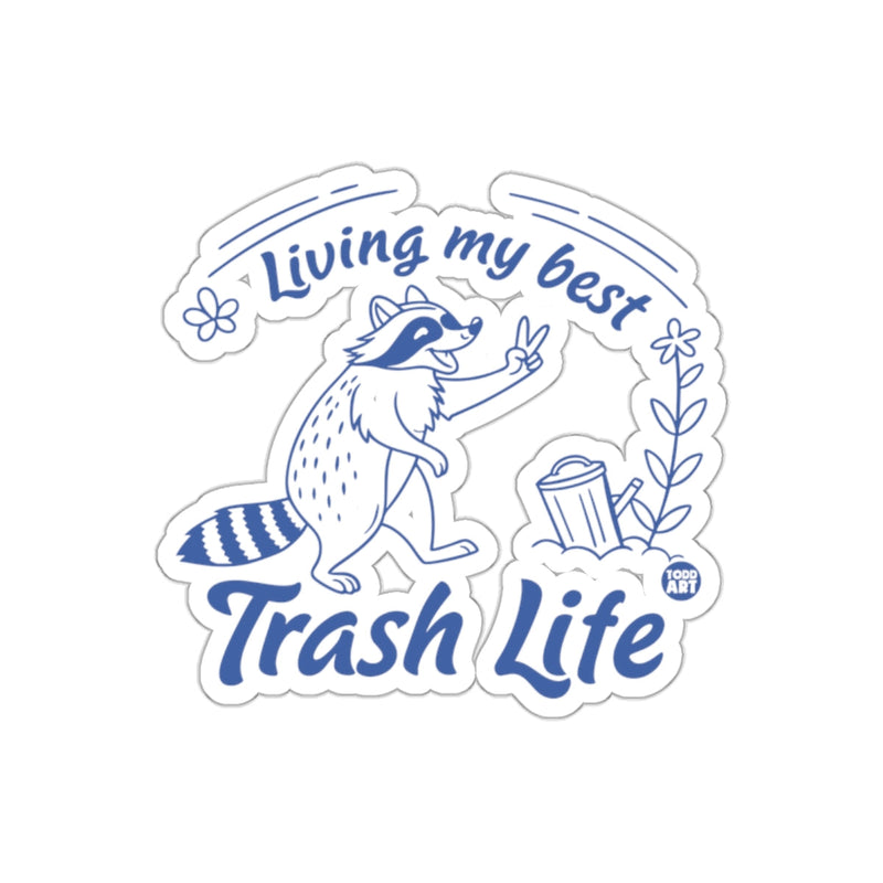 Load image into Gallery viewer, Living My Best Trash Life Funny Raccoon Design sticker
