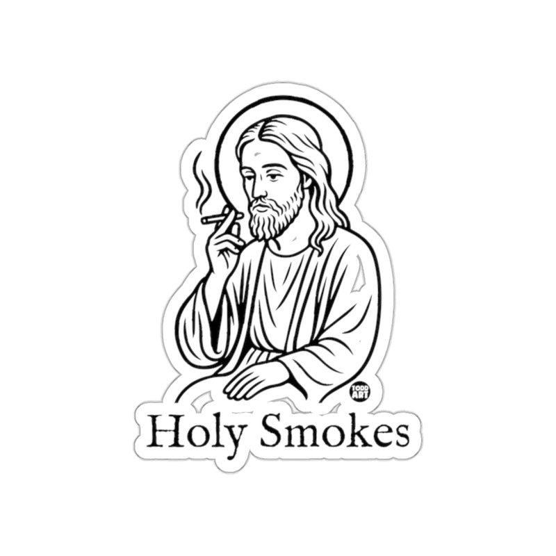 Load image into Gallery viewer, Holy Smokes Jesus Sticker Sacred Art Design
