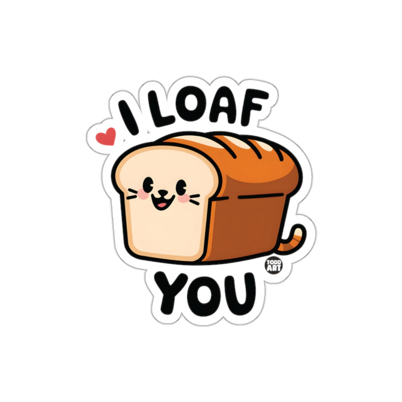 Load image into Gallery viewer, I Loaf You Cute Bread Cat Sticker Adorable Decal
