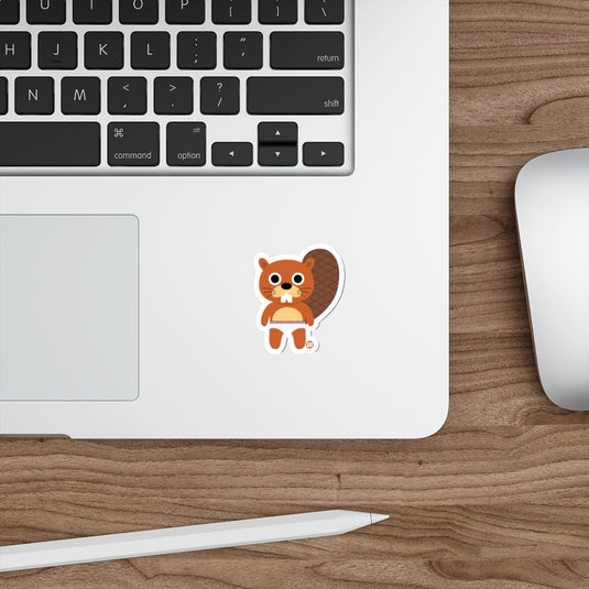 Cute Cartoon Beaver Illustration Sticker for Laptop