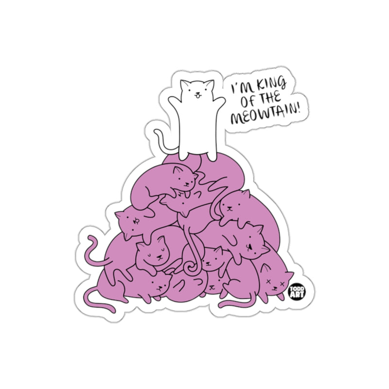 Load image into Gallery viewer, King of the Meowtain Cute Cat Pile sticker
