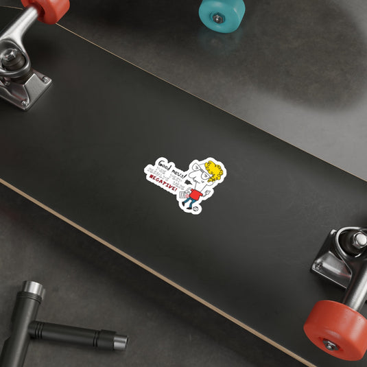 Good News Sticker on Skateboard Deck Image