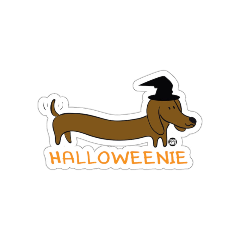 Load image into Gallery viewer, Halloweenie Dachshund In Witch Hat Sticker Product
