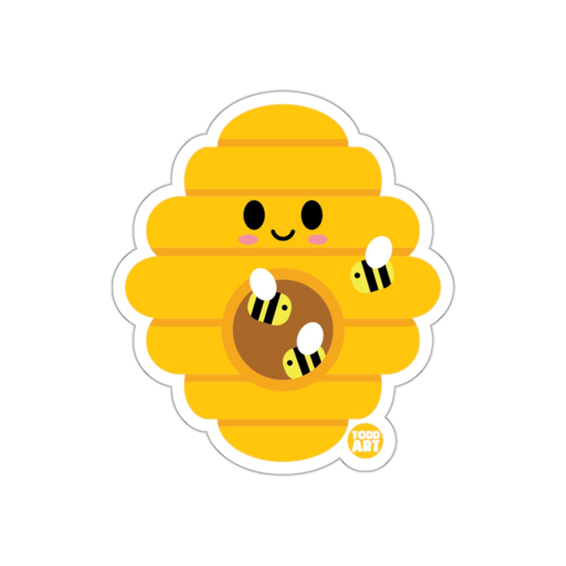 Load image into Gallery viewer, Cute Smiling Beehive with Bees Sticker for Kids
