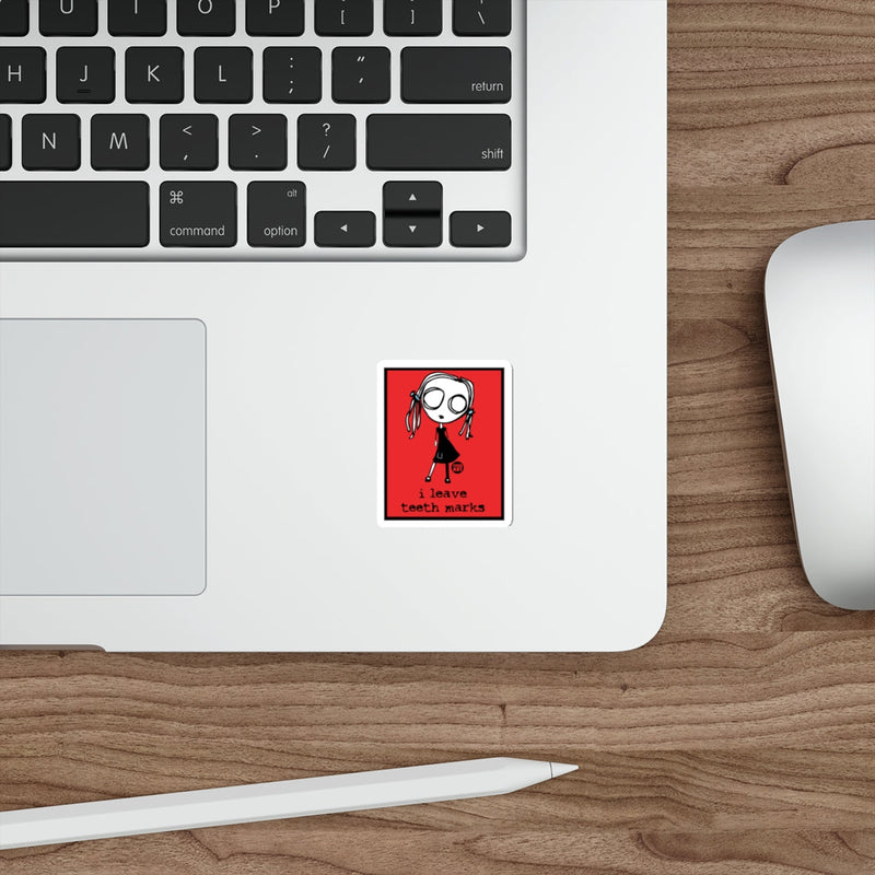 Load image into Gallery viewer, Quirky I Leave Teeth Marks Sticker laptop decal
