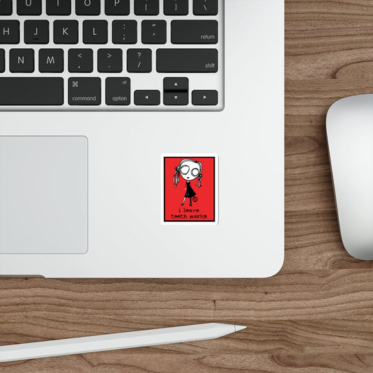 Quirky I Leave Teeth Marks Sticker laptop decal