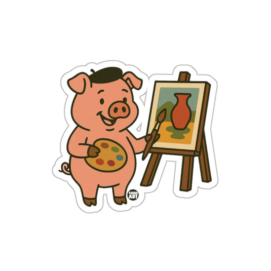 Artsy Pig Painting a Still Life on an Easel sticker