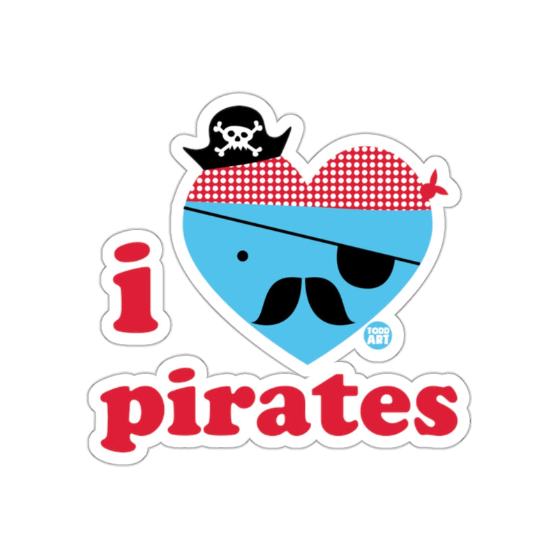 Load image into Gallery viewer, I Love Pirates Blue Heart with Black Hat Sticker
