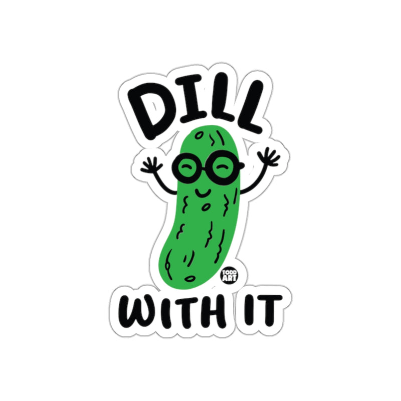 Load image into Gallery viewer, Dill With It Funny Pickle Character Design sticker
