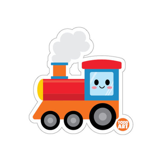 Cute Smiling Train with Todd Art Logo Sticker
