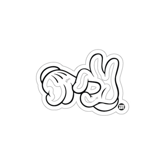 Peace Hand Gesture Black And White Sticker Design