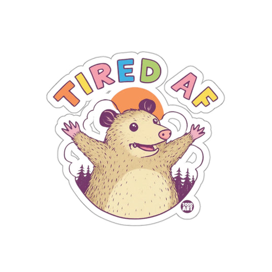 Tired AF Opossum with Trees and Sunset Funny Animal sticker