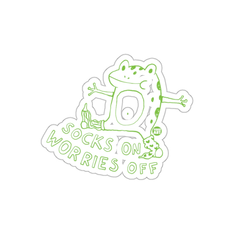 Load image into Gallery viewer, Socks On Worries Off Frog Sticker  Fun Accessory Sticker
