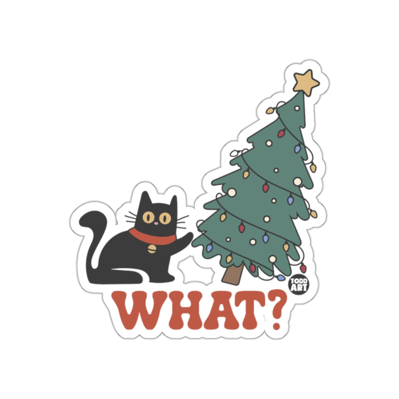 Load image into Gallery viewer, Cute Cat With Christmas Tree WHAT Sticker
