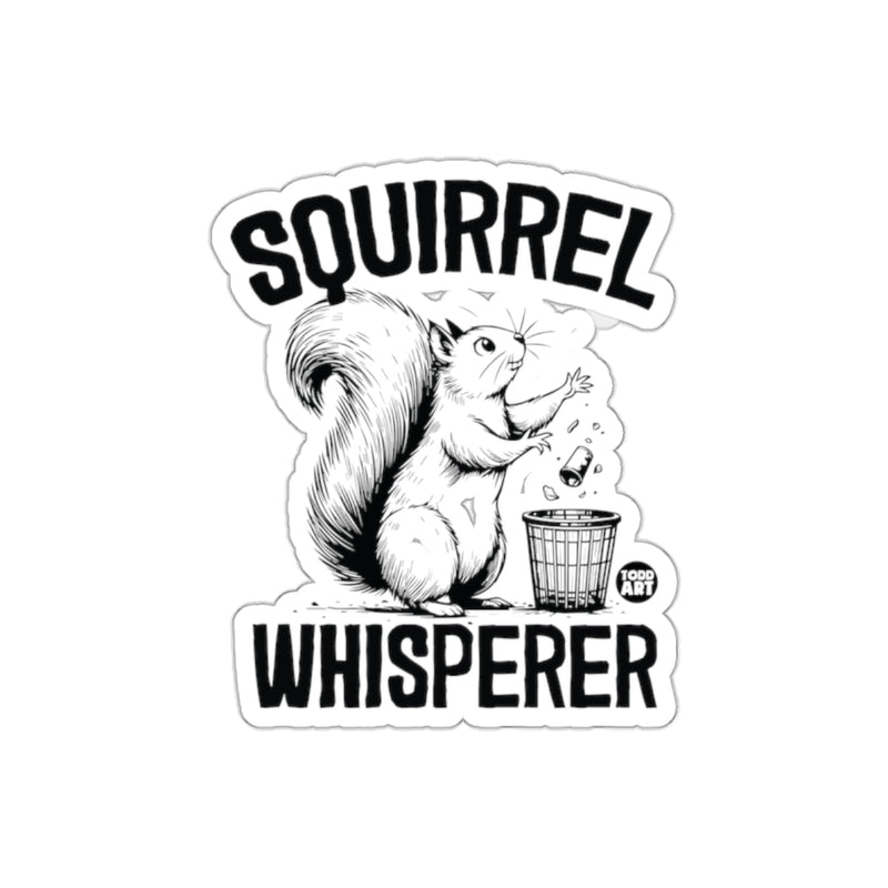 Load image into Gallery viewer, Squirrel Whisperer Throwing Trash into Bin Art sticker
