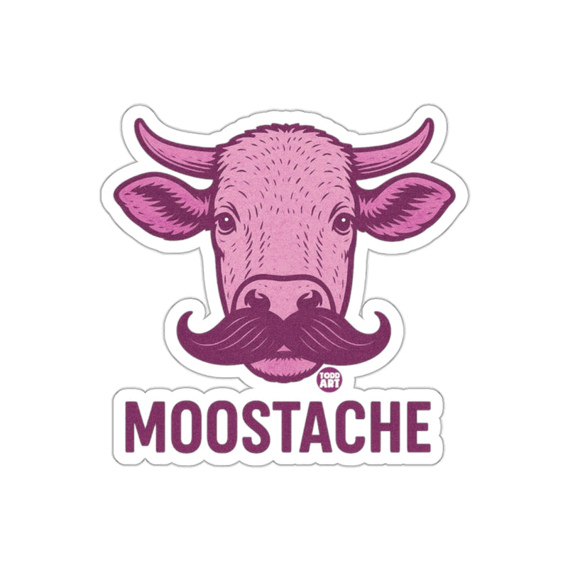 Load image into Gallery viewer, Funny Moostache Cow with Todd Art Design Pink sticker
