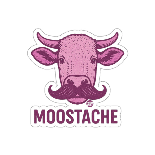 Funny Moostache Cow with Todd Art Design Pink sticker