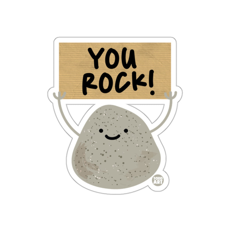 Load image into Gallery viewer, Cute Smiling Rock Holding You Rock Sign Sticker
