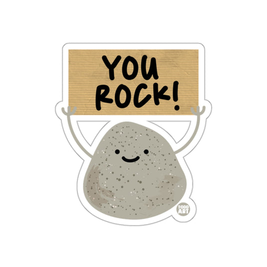 Cute Smiling Rock Holding You Rock Sign Sticker