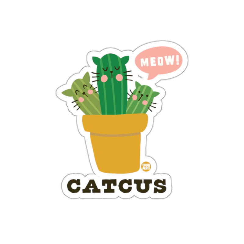 Load image into Gallery viewer, Caticus Illustration With Todd Art Logo And Meow Bubble sticker
