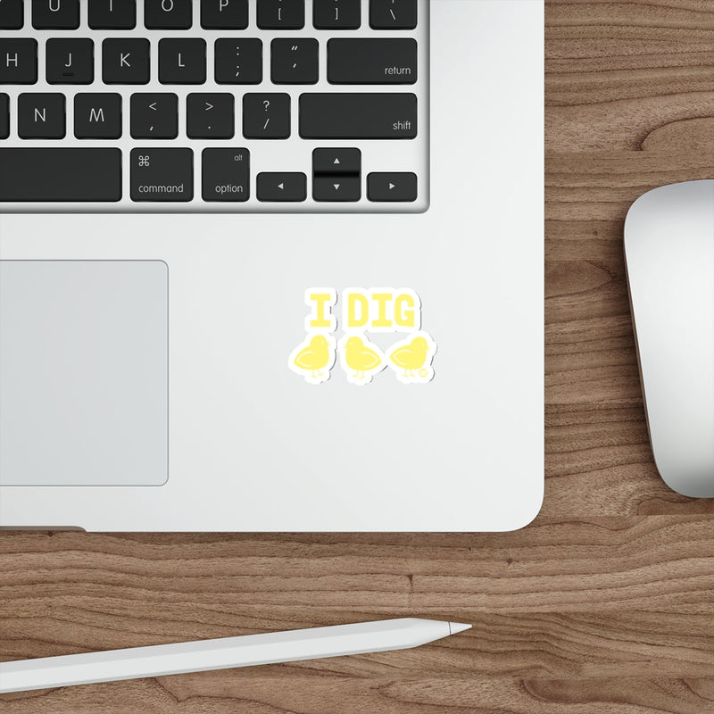 Load image into Gallery viewer, I DIG Yellow Chicks Cute Laptop Sticker Product
