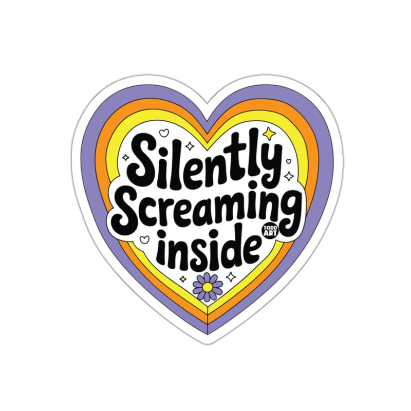 Load image into Gallery viewer, Silently Screaming Inside Heart Shaped Sticker
