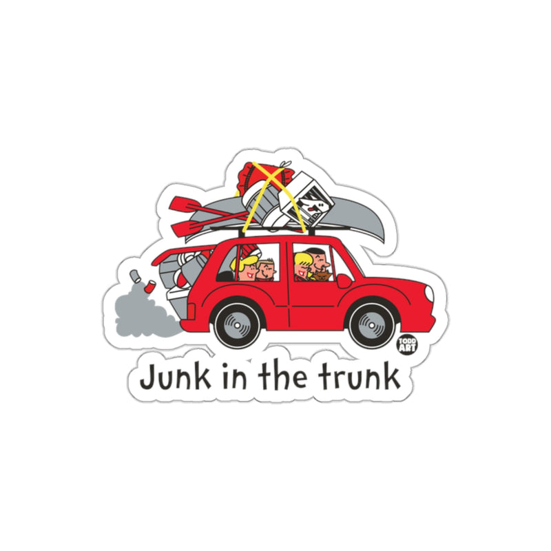 Load image into Gallery viewer, Junk in the trunk red car fun sticker design
